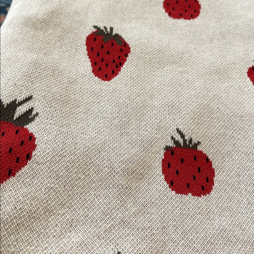 Strawberry Patterned Tote Bag - Cream and Red